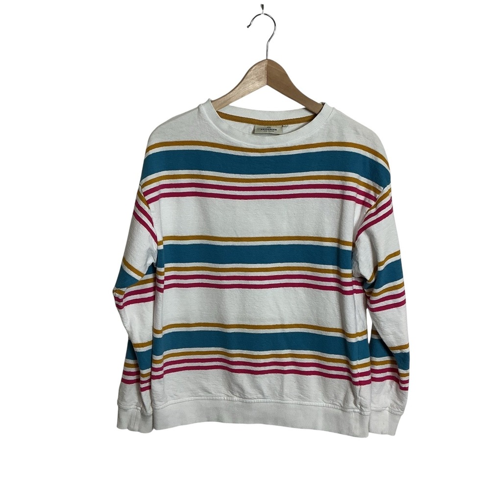 Passenger Women's Small Graceful Organic Cotton Textured Striped Top